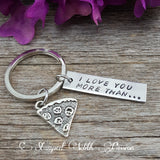 I love you more than pizza keychain
