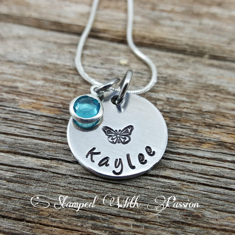 Butterfly Necklace • Little Girls Name Necklace