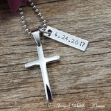 Men's Cross Necklace - Boys Confirmation Gift